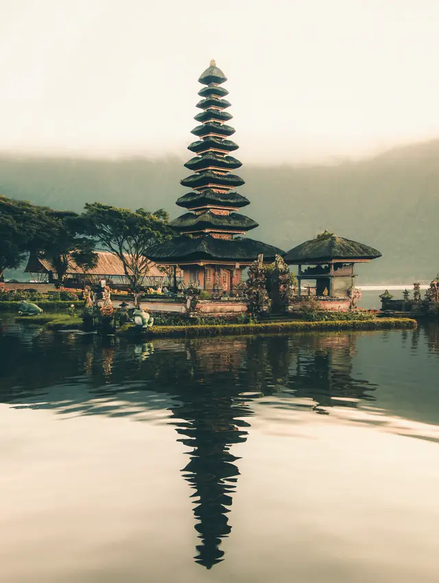 The Ulun Danu Bratan temple on Lake Bratan, Bali